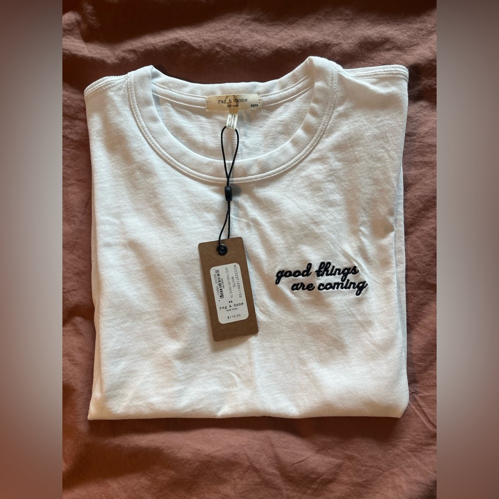 Rag & Bone Good Things Are Coming white crewneck t-shirt